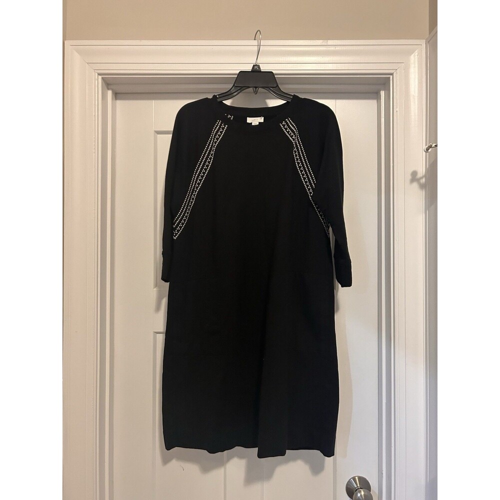 J. Jill Women's Size small Stitched Jersey Knit Sweatshirt Dress Black